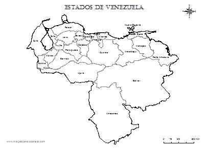 Mapa de estados de Venezuela para colorear.