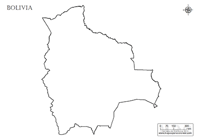 Contorno del mapa de Bolivia para colorear.