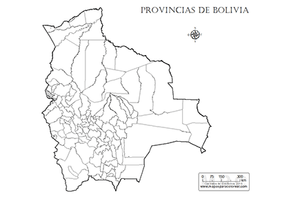 Mapa de Bolivia por provincias para colorear.