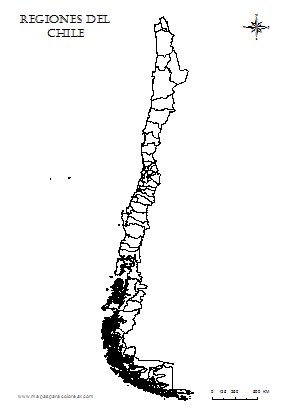 Mapa de Chile por provincias para colorear.