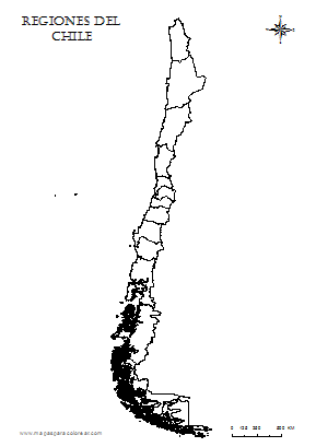 Mapa de regiones de chile para completar con nombres e colorear.