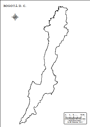 Mapa contorno de Bogotá DC.