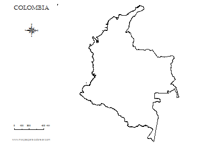 Contorno del mapa de Colombia para colorear.