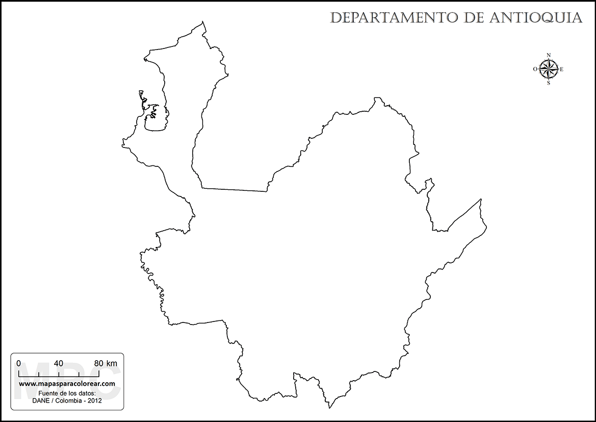 Mapas del departamento de Antioquia para colorear