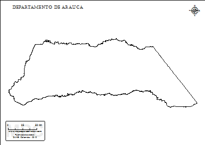 Mapa contorno del departamento del Arauca.