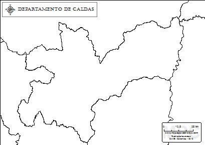 Mapa mudo del departamento de Caldas para completar y colorear.