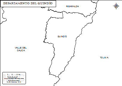 Mapa del departamento del Quindío para colorear.