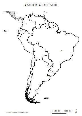 Mapa de América del Sur para completar con nombres de países y capitales para colorear.