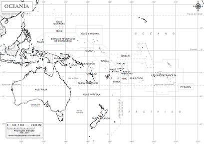 Mapa Fisico De Oceania Para Colorear