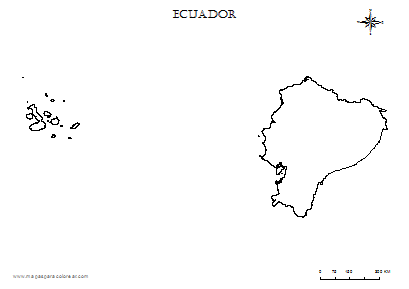 Contorno del mapa del Ecuador para colorear.