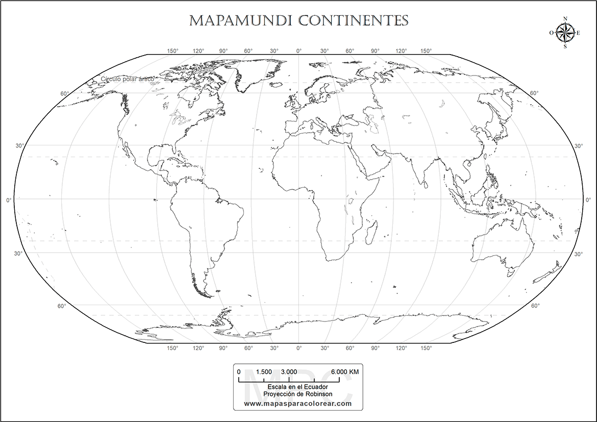 Mapamundi para colorear