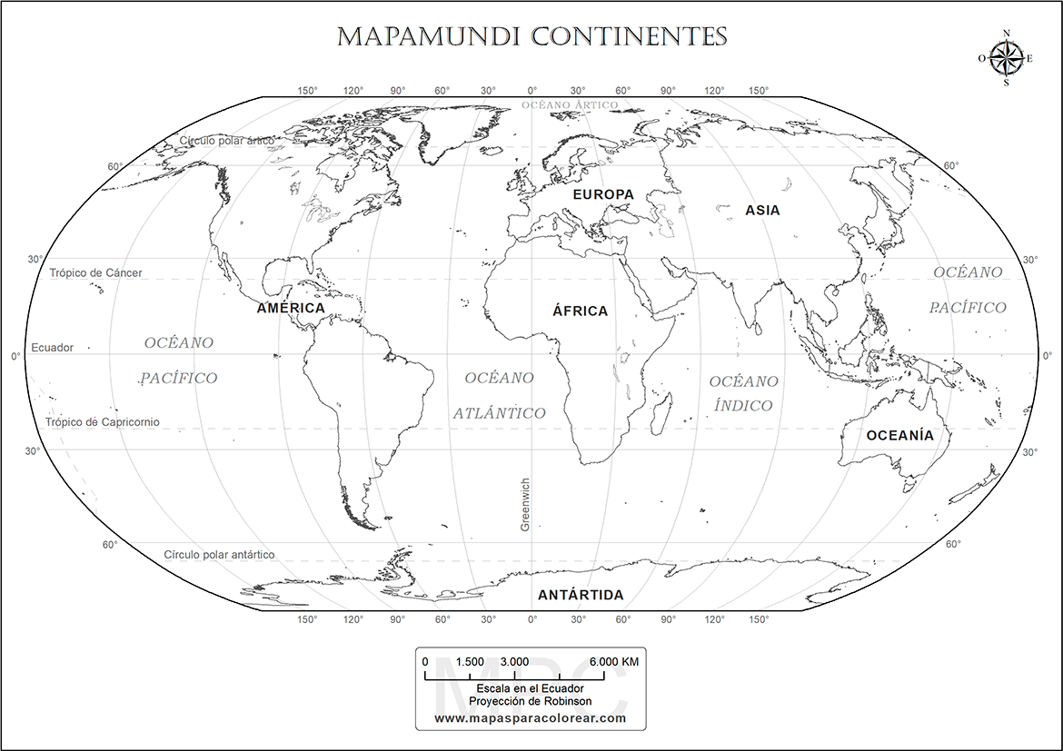 Mapamundi para colorear