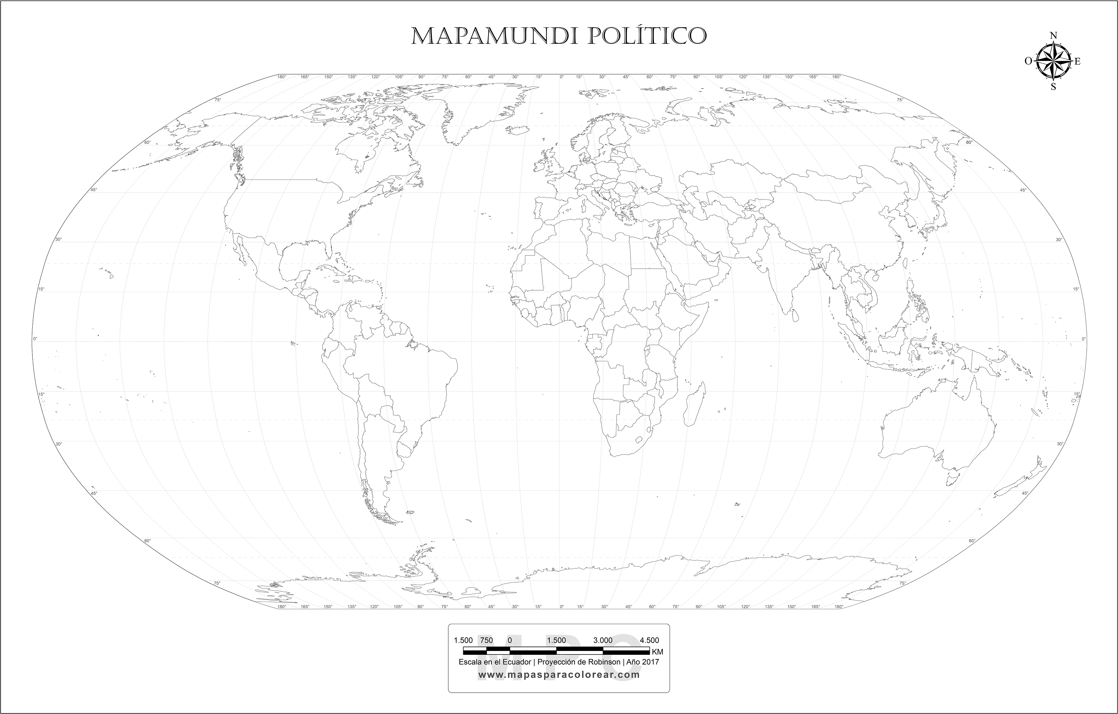 Mapamundi para colorear