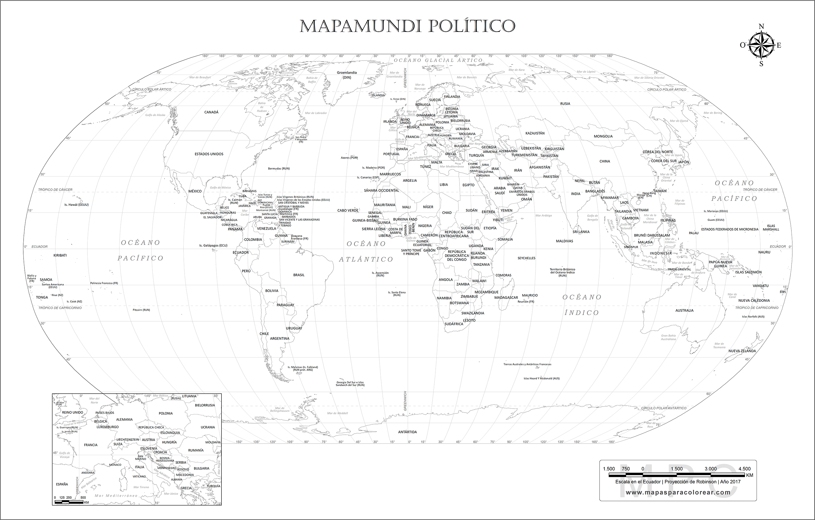 Mapas Mundi Con Nombres Mapamundi para colorear