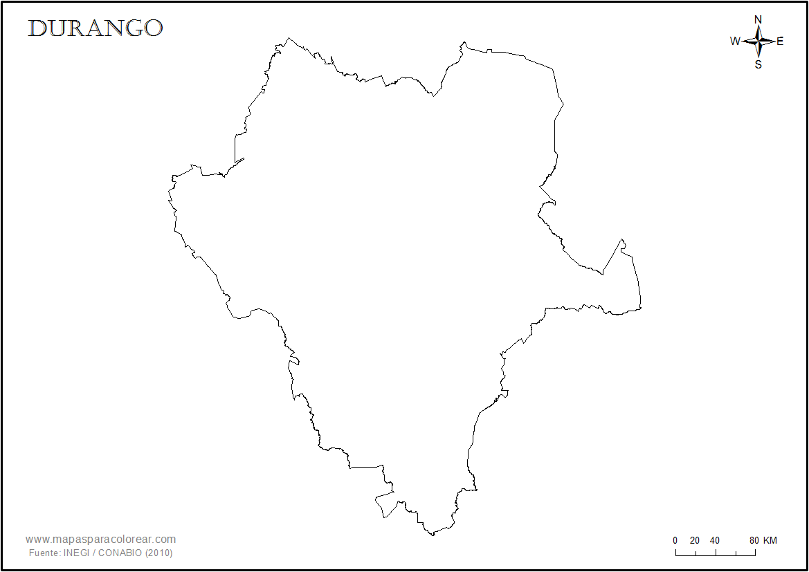 Mapas de Durango para colorear