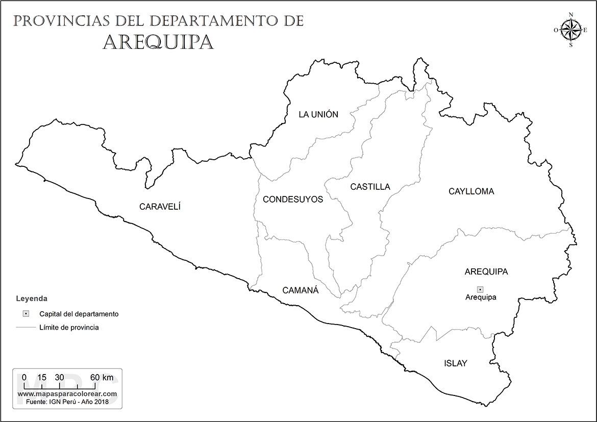 Mapas Departamento De Arequipa Para Colorear