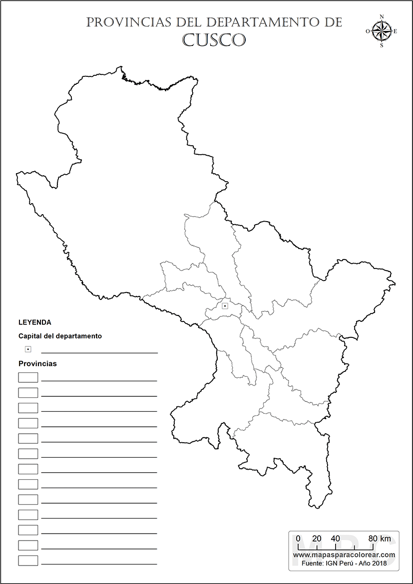 Mapas Departamento De Cusco Para Colorear