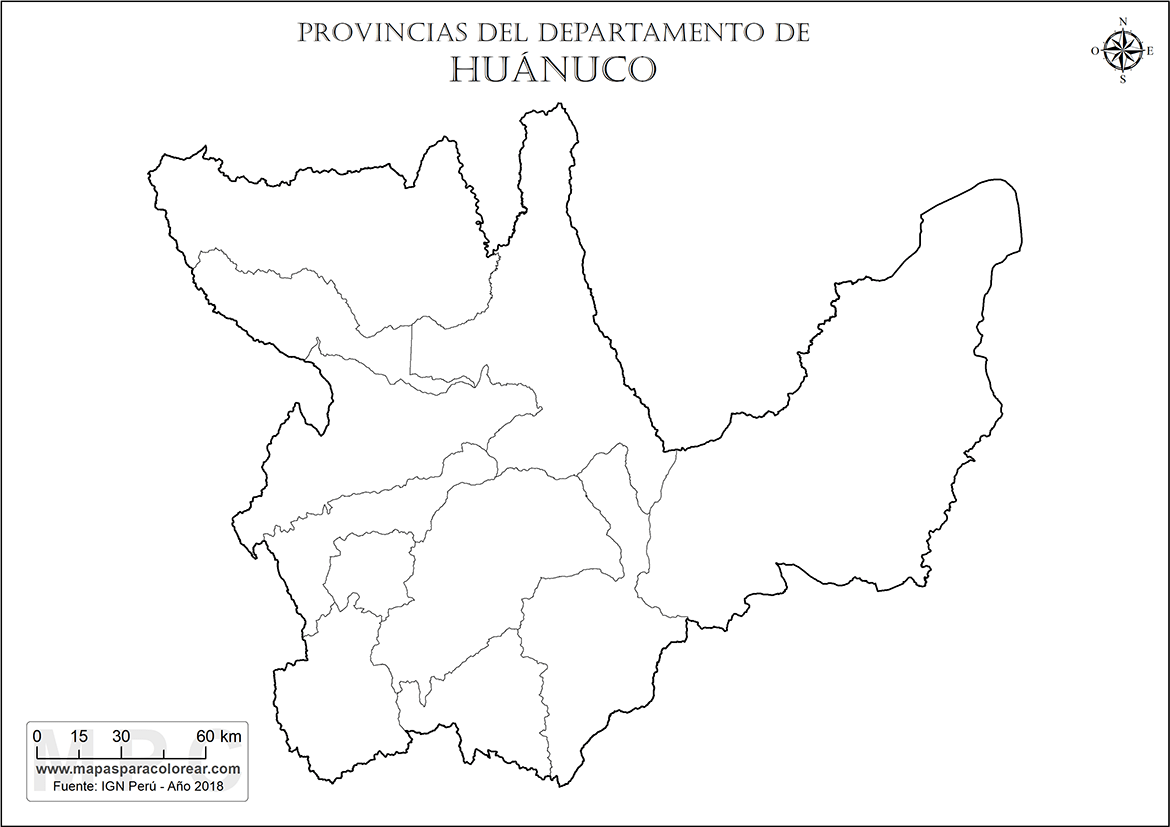 Mapas Departamento De Huánuco Para Colorear