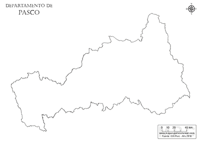 Mapa del contorno del departamento de Pasco para pintar.