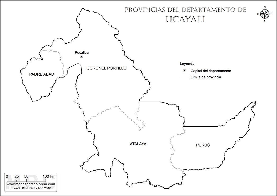 Mapas Departamento De Ucayali Para Colorear