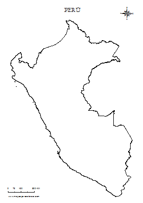 Contorno del mapa del Peru para colorear.