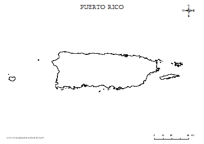 Contorno del mapa de Puerto Rico para colorear.