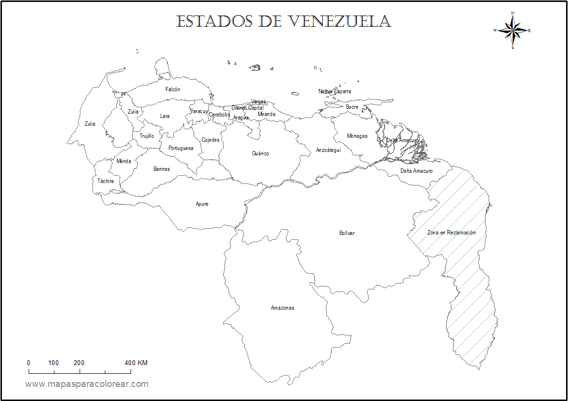 Mapas de Venezuela para colorear