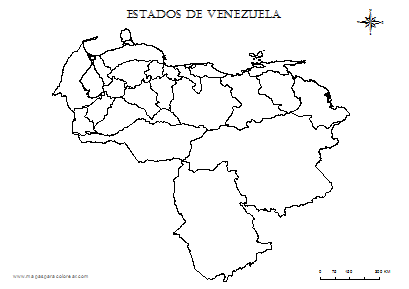 Mapa de Venezuela por estados para colorear.