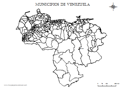 Mapa de Venezuela por municipios para colorear.